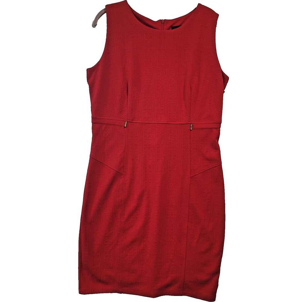 Stella &‎ Julie Dress Womens 14W Red Sleeveless Sheath Textured Elegant Nwt work